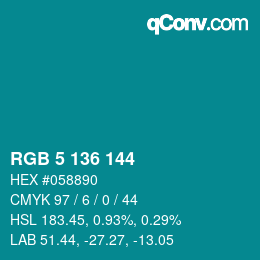 Color code: RGB 5 136 144 | qconv.com