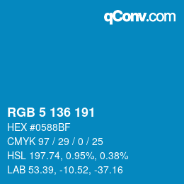 Color code: RGB 5 136 191 | qconv.com