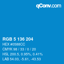 Color code: RGB 5 136 204 | qconv.com