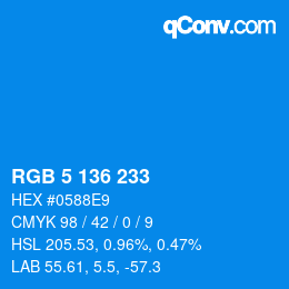 Color code: RGB 5 136 233 | qconv.com