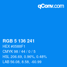 Color code: RGB 5 136 241 | qconv.com