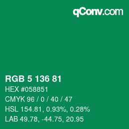 Color code: RGB 5 136 81 | qconv.com