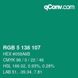 Color code: RGB 5 138 107 | qconv.com