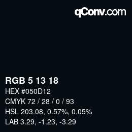 Color code: RGB 5 13 18 | qconv.com
