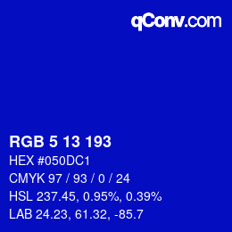 Color code: RGB 5 13 193 | qconv.com