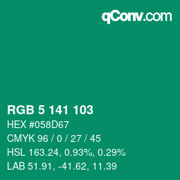 Color code: RGB 5 141 103 | qconv.com