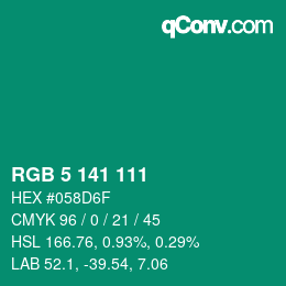 Color code: RGB 5 141 111 | qconv.com
