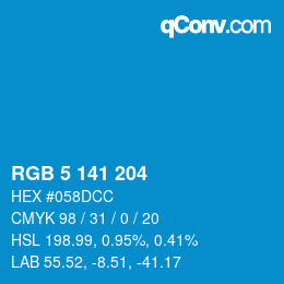 Color code: RGB 5 141 204 | qconv.com