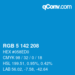 Color code: RGB 5 142 208 | qconv.com