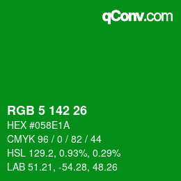 Color code: RGB 5 142 26 | qconv.com