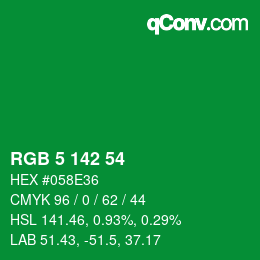 Color code: RGB 5 142 54 | qconv.com