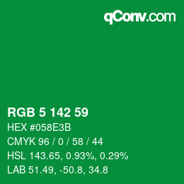 Color code: RGB 5 142 59 | qconv.com