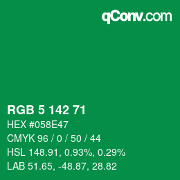 Color code: RGB 5 142 71 | qconv.com