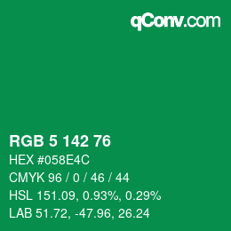 Color code: RGB 5 142 76 | qconv.com