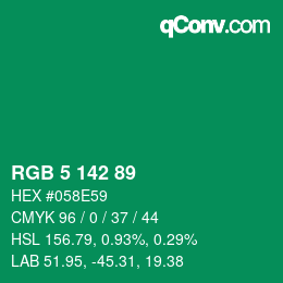 Color code: RGB 5 142 89 | qconv.com