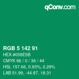 Color code: RGB 5 142 91 | qconv.com