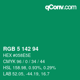 Color code: RGB 5 142 94 | qconv.com