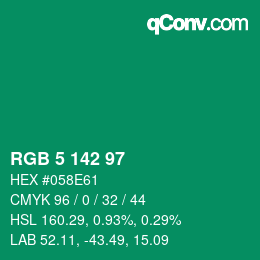 Color code: RGB 5 142 97 | qconv.com