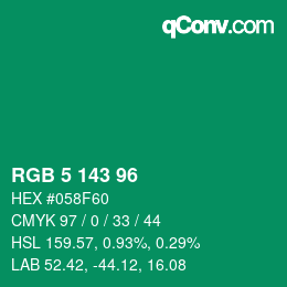 Color code: RGB 5 143 96 | qconv.com