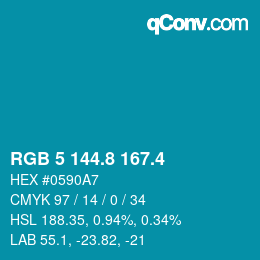 カラーコード: RGB 5 144.8 167.4 | qconv.com
