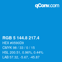 カラーコード: RGB 5 144.8 217.4 | qconv.com