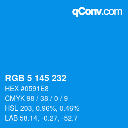 Color code: RGB 5 145 232 | qconv.com