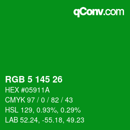 Color code: RGB 5 145 26 | qconv.com