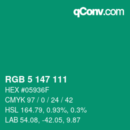 Color code: RGB 5 147 111 | qconv.com