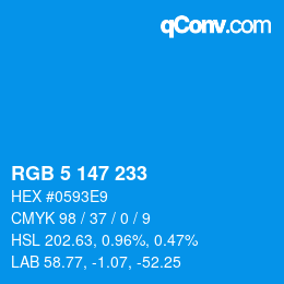 Color code: RGB 5 147 233 | qconv.com