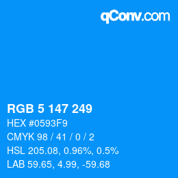 Color code: RGB 5 147 249 | qconv.com