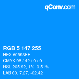 Color code: RGB 5 147 255 | qconv.com