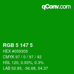 Color code: RGB 5 147 5 | qconv.com