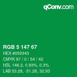 Color code: RGB 5 147 67 | qconv.com