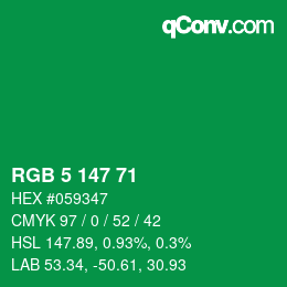 Color code: RGB 5 147 71 | qconv.com