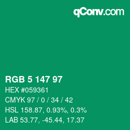 Color code: RGB 5 147 97 | qconv.com