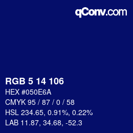 カラーコード: RGB 5 14 106 | qconv.com