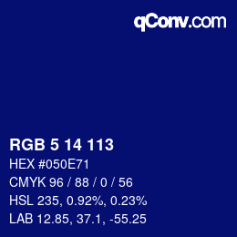 Color code: RGB 5 14 113 | qconv.com