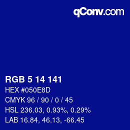 Color code: RGB 5 14 141 | qconv.com