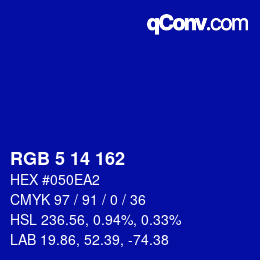 Color code: RGB 5 14 162 | qconv.com