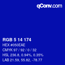 Color code: RGB 5 14 174 | qconv.com