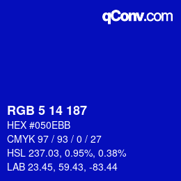 Color code: RGB 5 14 187 | qconv.com