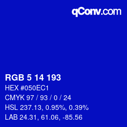 Color code: RGB 5 14 193 | qconv.com