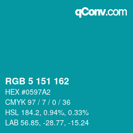 Color code: RGB 5 151 162 | qconv.com