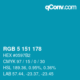 Color code: RGB 5 151 178 | qconv.com