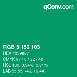 カラーコード: RGB 5 152 103 | qconv.com