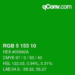 Color code: RGB 5 153 10 | qconv.com