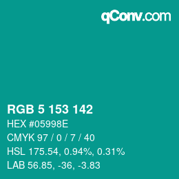 Color code: RGB 5 153 142 | qconv.com