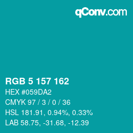 Color code: RGB 5 157 162 | qconv.com