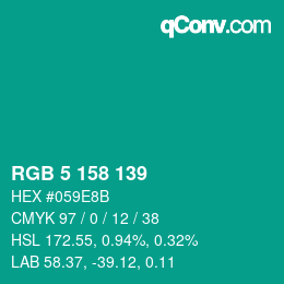 Color code: RGB 5 158 139 | qconv.com