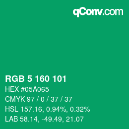 Color code: RGB 5 160 101 | qconv.com